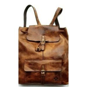 Patricia Nash Atrani Cognac Genuine Italian Distressed Leather Brown Backpack